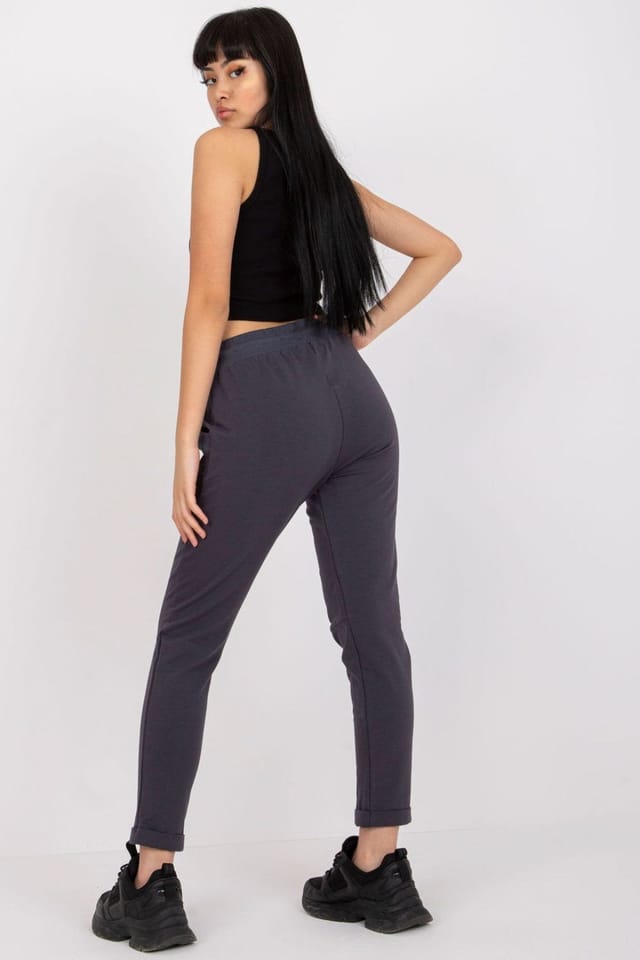 Love Lace Love Lace Women's High Waist Sweatpants With Tie & Pockets in Grey - 3