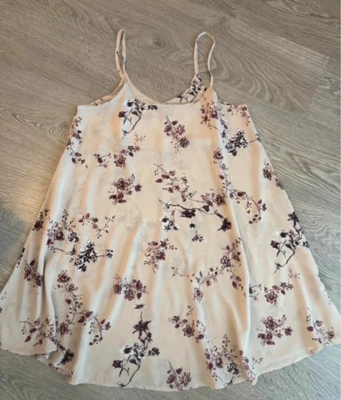 Brandy Melville Brandy Melville Floral Mini Dress Cream Burgundy One Size Coquette Boho