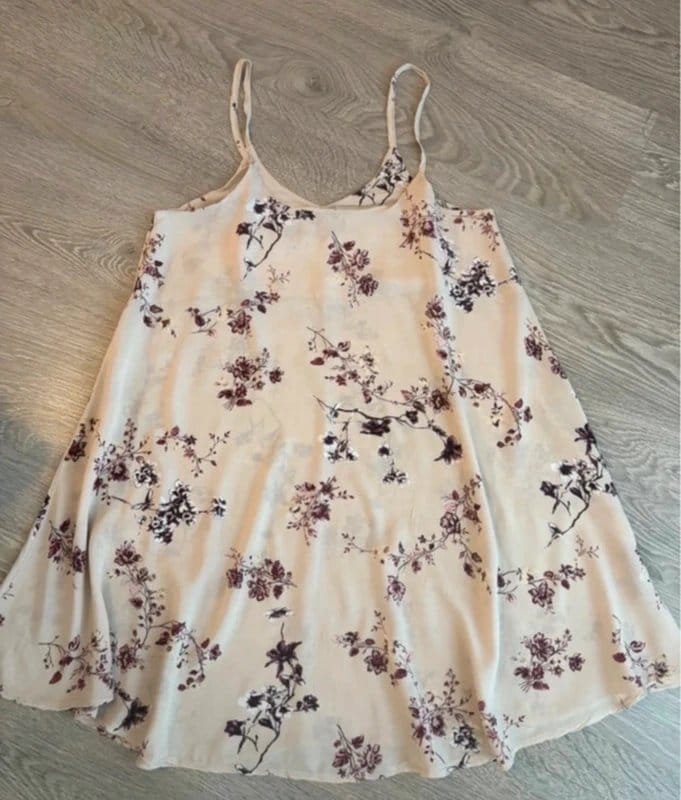 Brandy Melville Brandy Melville Floral Mini Dress Cream Burgundy One Size Coquette Boho - 1