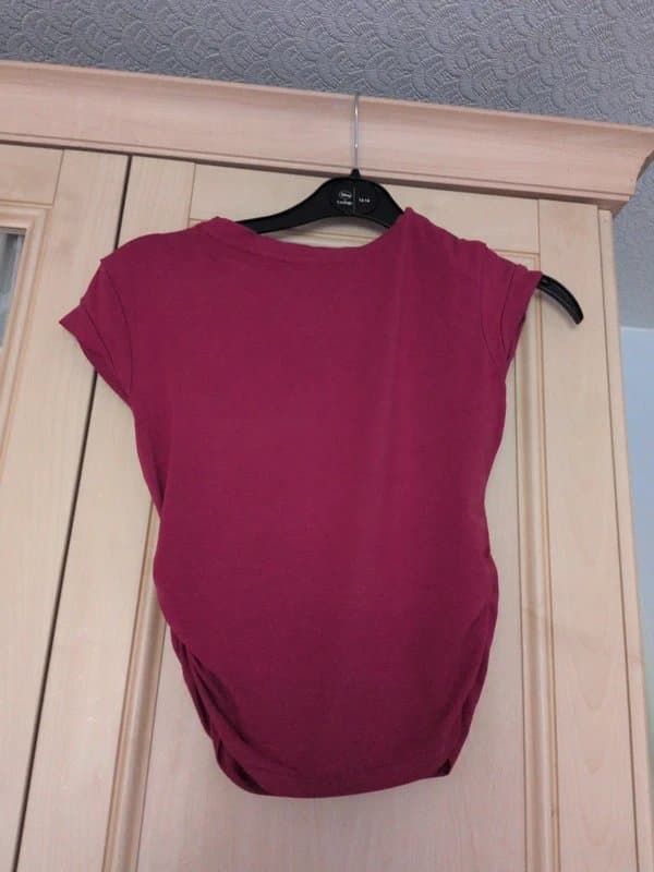 Bershka Red/Burgundy Top With Ruched Sides