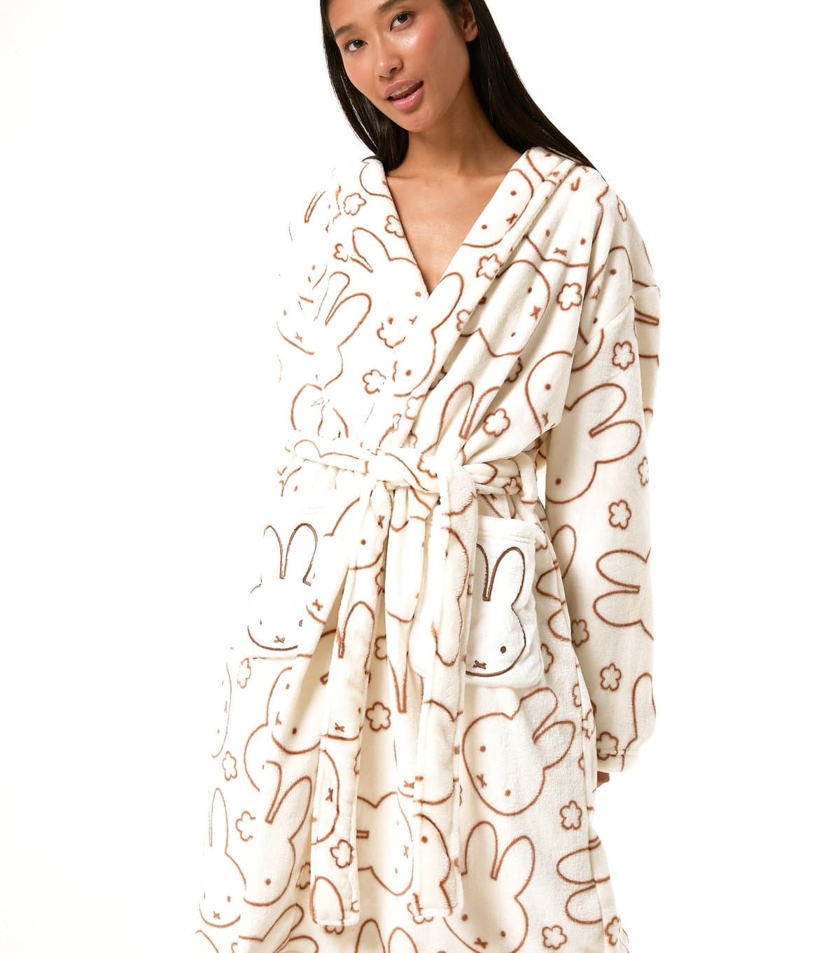 Skinnydip Women's White Miffy Floral Print Dressing Gown Skinnydip New Look