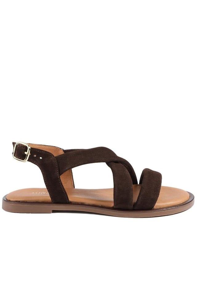 Jones Bootmaker Jones Bootmaker Women's Haliwide Leather Wide-Fitting Sandals in Brown - 2