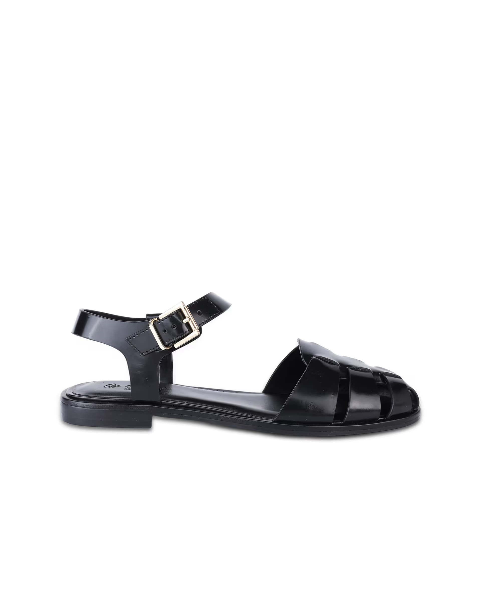 ASOS Off The Hook Lilly leather fisherman flat sandals in black