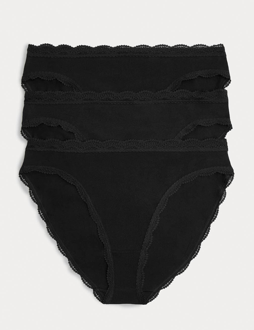 Marks & Spencer M&S 3pk Cotton Rich High Leg Knickers Black