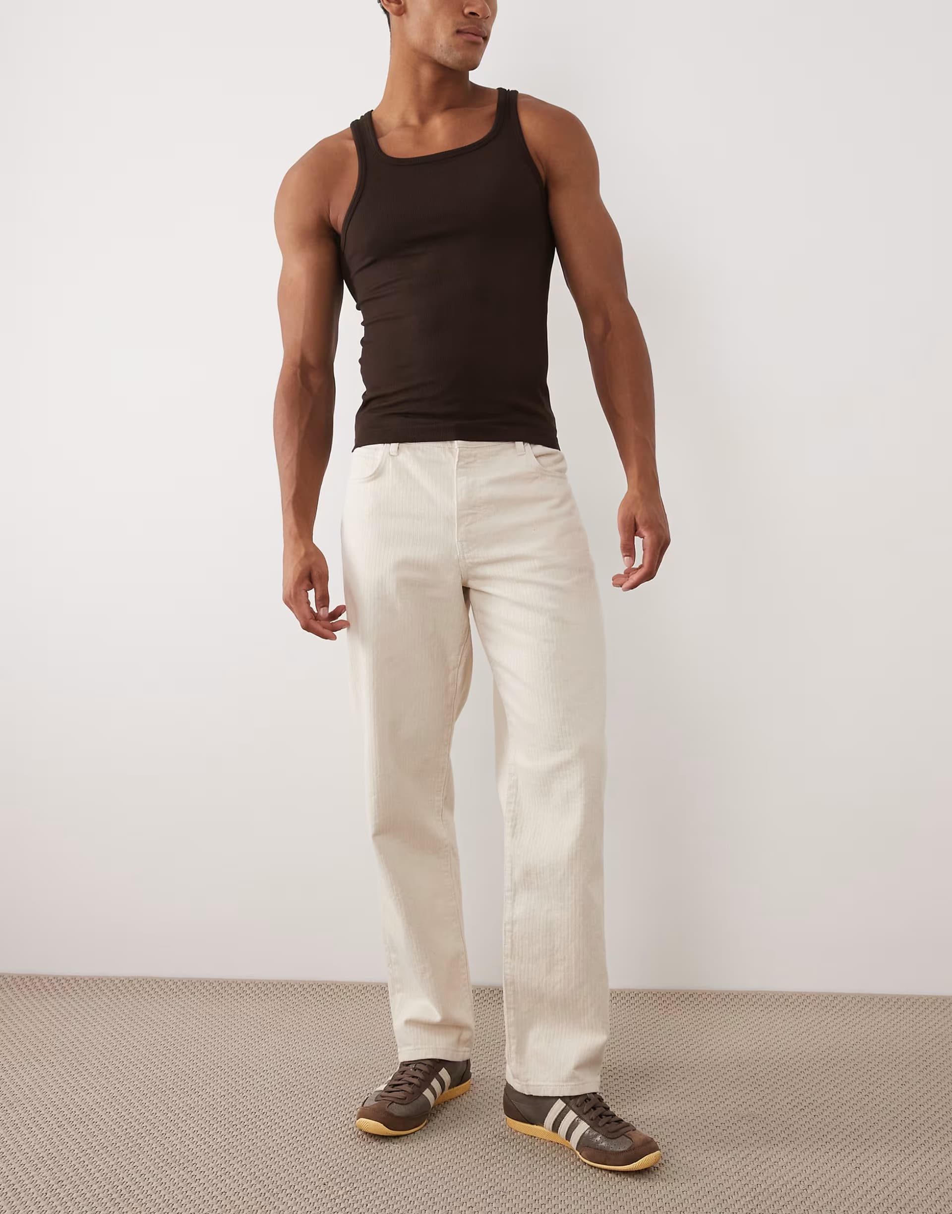 ASOS ASOS DESIGN straight trouser in ecru herringbone