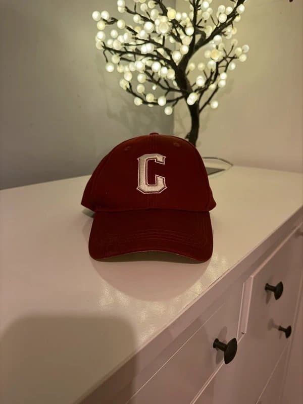 Bershka Bershka New York Monogram Baseball Cap in Deep Burgundy