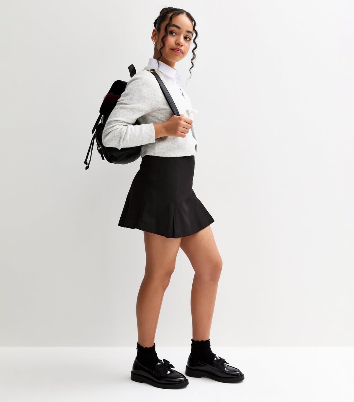 New Look Girls' Black Box Pleat School Skort New Look