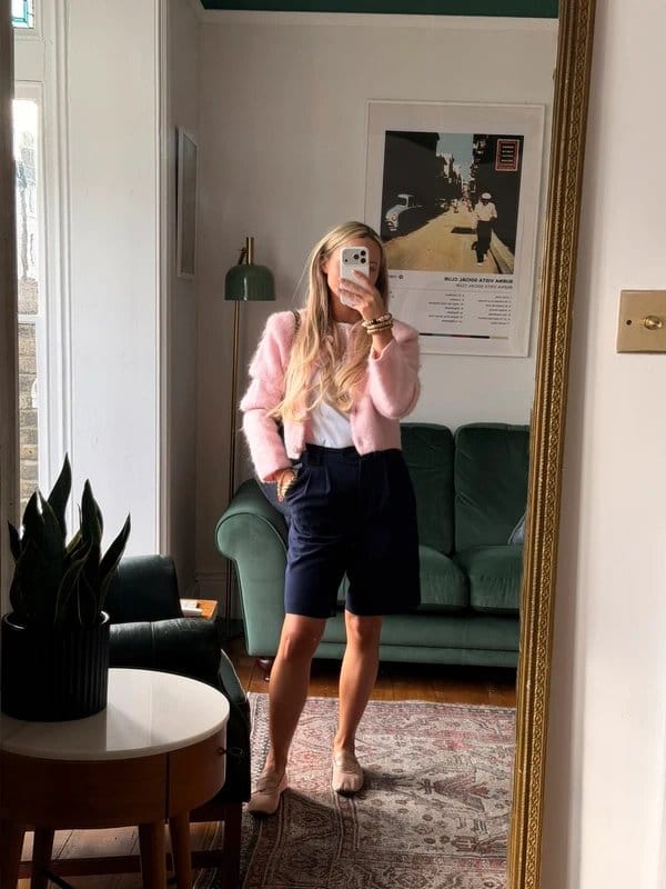 H&M Pink Faux Fur Cardigan
