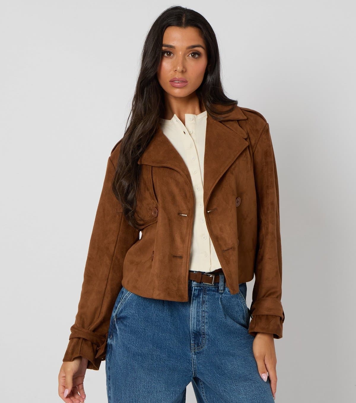 Urban Bliss Women's Brown Faux Suede Trench Jacket Urban Bliss New Look