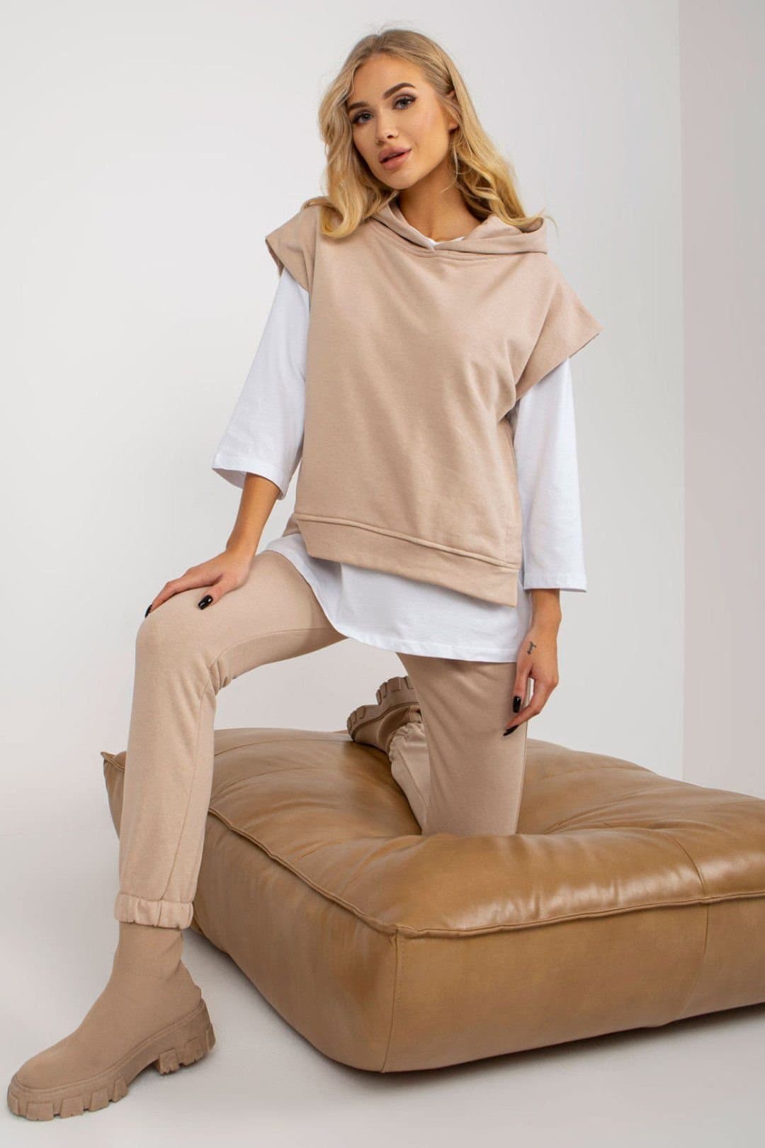 Love Lace Love Lace Women's Beige 3 Piece Hooded Sweatshirt Set