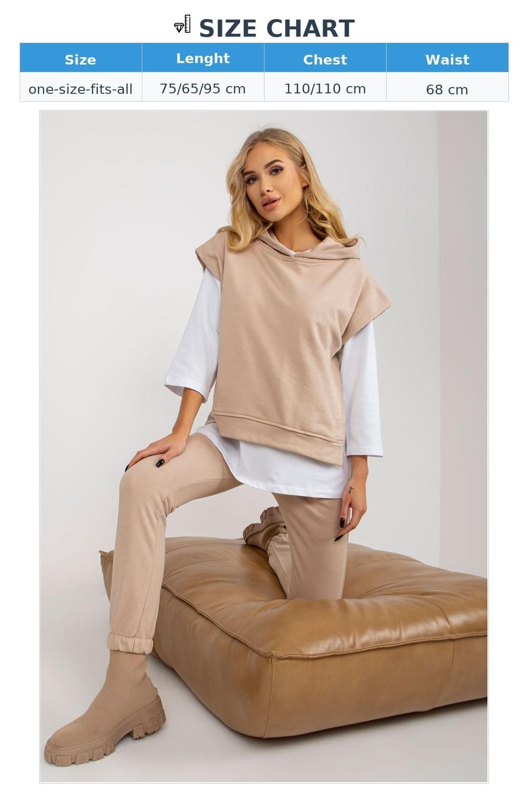 Love Lace Love Lace Women's 3 Piece Hooded Sweatshirt Blouse Pants Set in Beige - 4