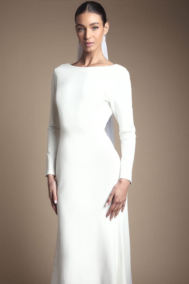 Coast Coast Women's Honoured Slash Neck Puddle Wedding Dress in Ivory - 2