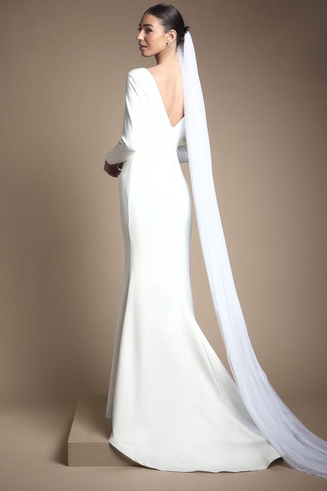 Coast Coast Women's Honoured Slash Neck Puddle Wedding Dress in Ivory - 3