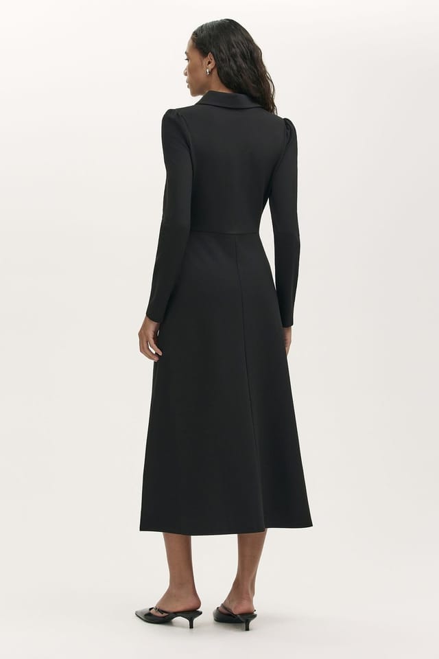 Finery London Finery London Women's Petite Elvira Ponte Zip Front Midi Dress in True Black - 3