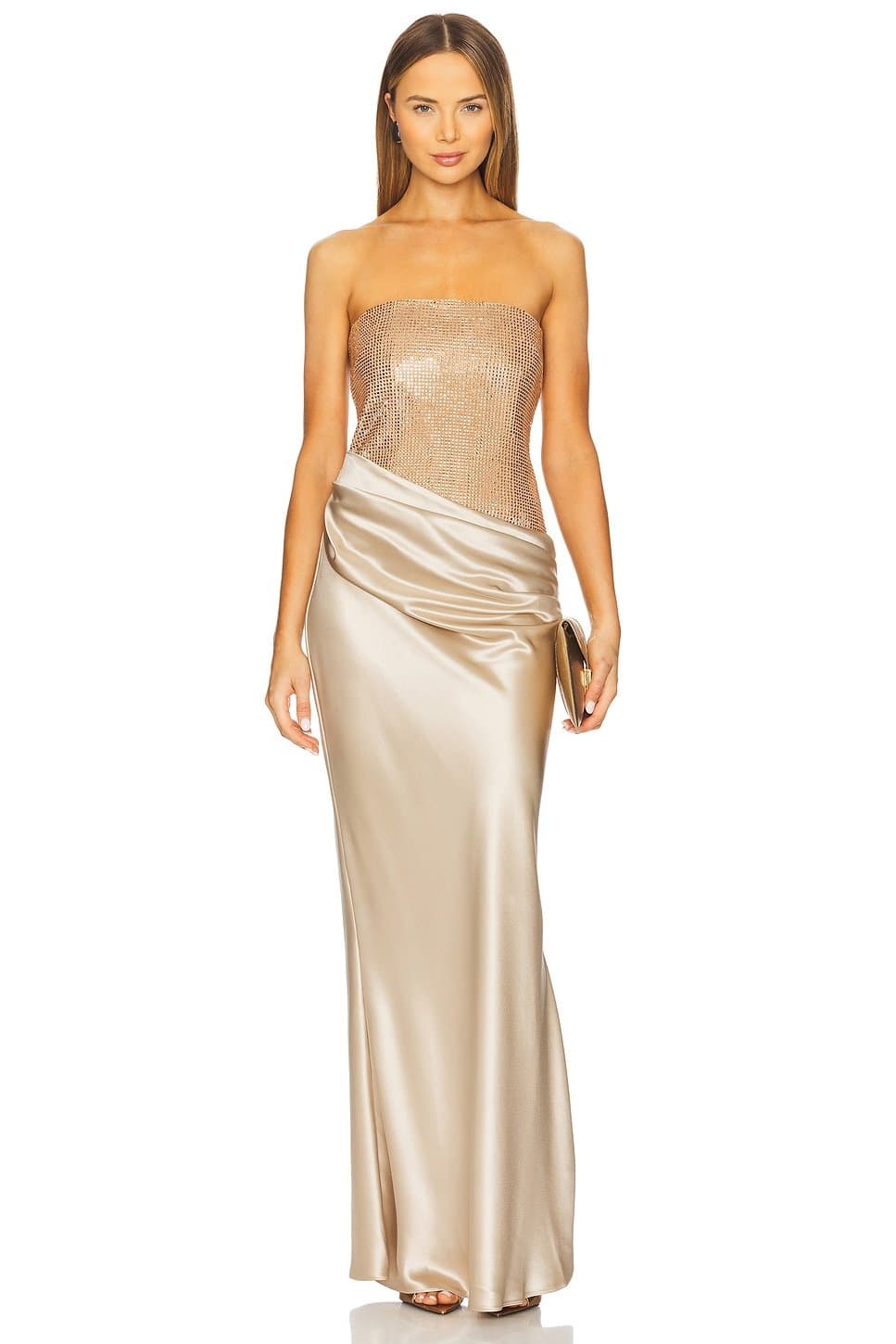 revolve Retrofete Elegant Embellished Midi Dress in Latte