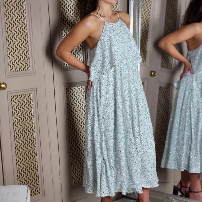 Halpern Halpern Runway Sequin Tulle Blouson Maxi Long Dress Gown WAS £2151 FR 38 UK 8 10
