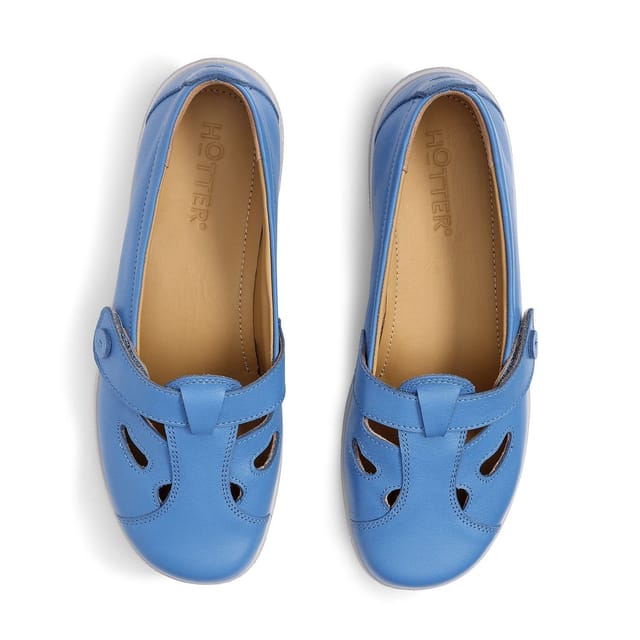 Hotter Hotter Women's Wide Fit 'Nirvana' T-Bar Shoes in Bright Blue - 3