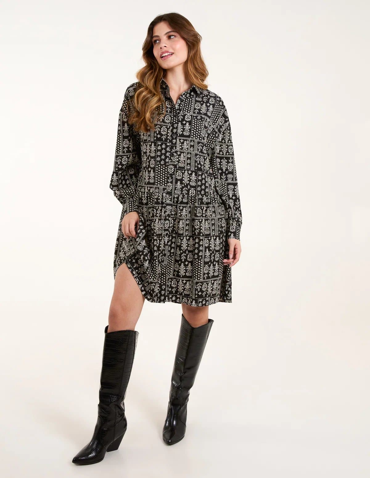 Blue Vanilla Printed Smock Shirt Dress