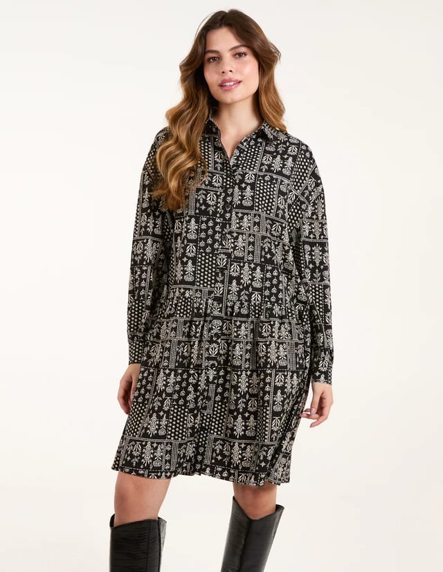 Blue Vanilla Printed Smock Shirt Dress - 3