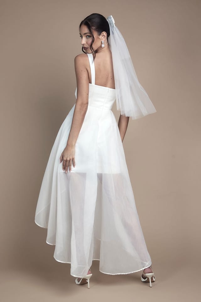 Coast Coast Women's Bow Detail Sweetheart Mini Dress with Organza Overskirt in Ivory - 3