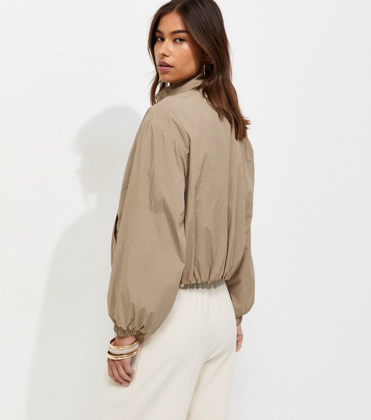 New Look Women's Mink Lightweight Gathered Neck Zip Through Jacket New Look - 4