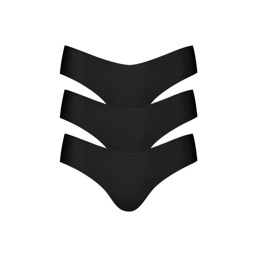 COMMANDO COMMANDO Women's Three pack invisible rib raw-cut edge thong in black - 1