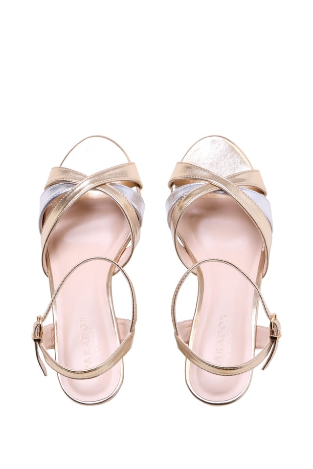 Paradox London Paradox London Women's Joelle' Wedge Ankle Strap Sandals in Metallic Gold - 3