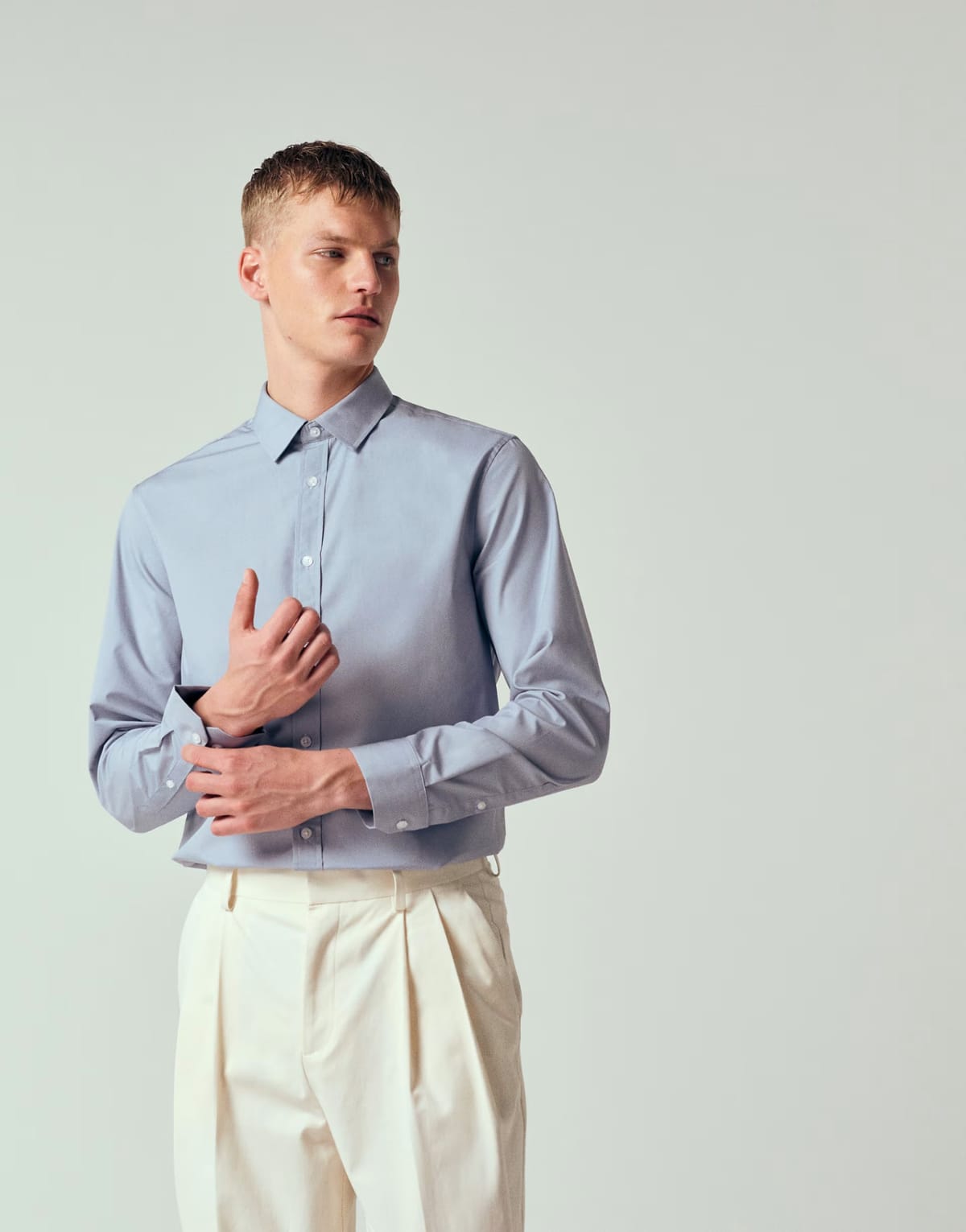 ASOS ASOS DESIGN regular fit smart poplin shirt in light blue - 1