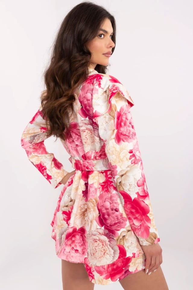 Love Lace Love Lace Women's Elegant Floral Ruffle Collar Jumpsuit with Belt - 3