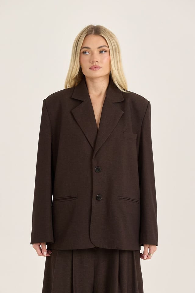 Loom Archives Loom Archives Women's LOOM Oversized Blazer in Chocolate - 2