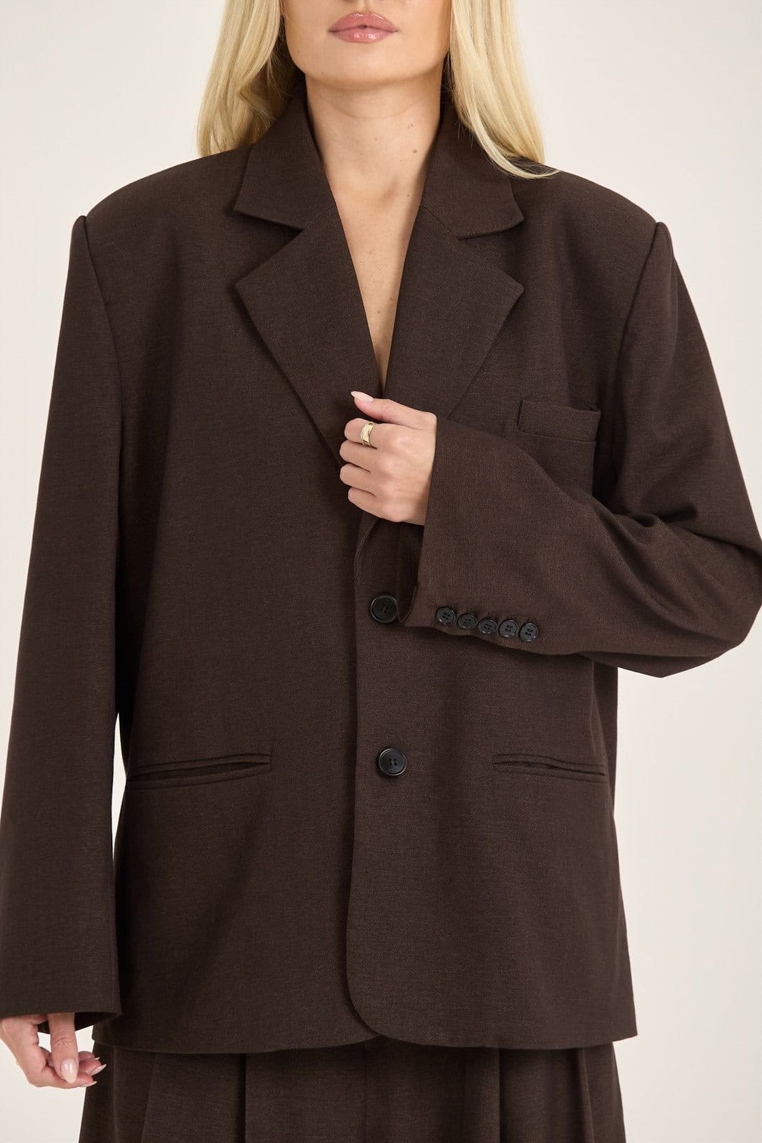 Loom Archives Loom Archives Women's LOOM Oversized Blazer in Chocolate - 4