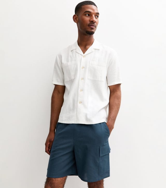 New Look Men's Navy Regular Drawstring Waist Cargo Shorts New Look - 3
