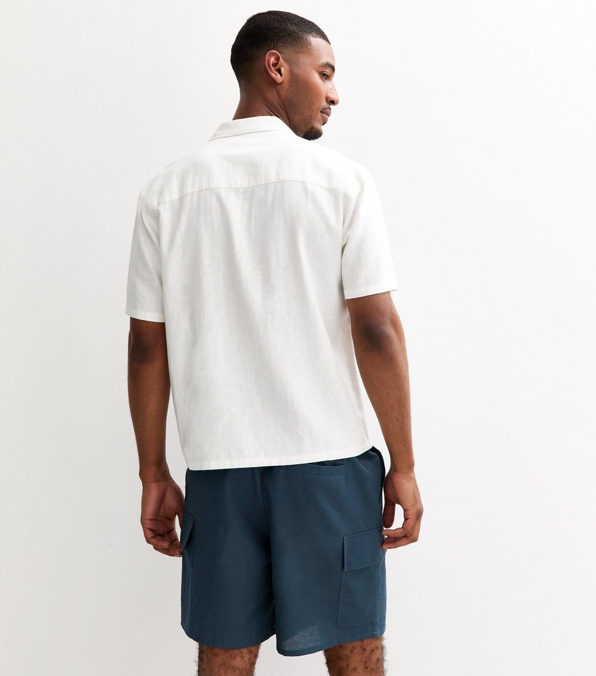 New Look Men's Navy Regular Drawstring Waist Cargo Shorts New Look - 4