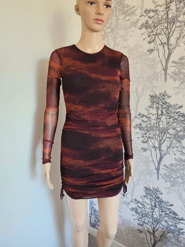 Urban Outfitters Urban outfitters Austin mesh long-sleeved ruched dress