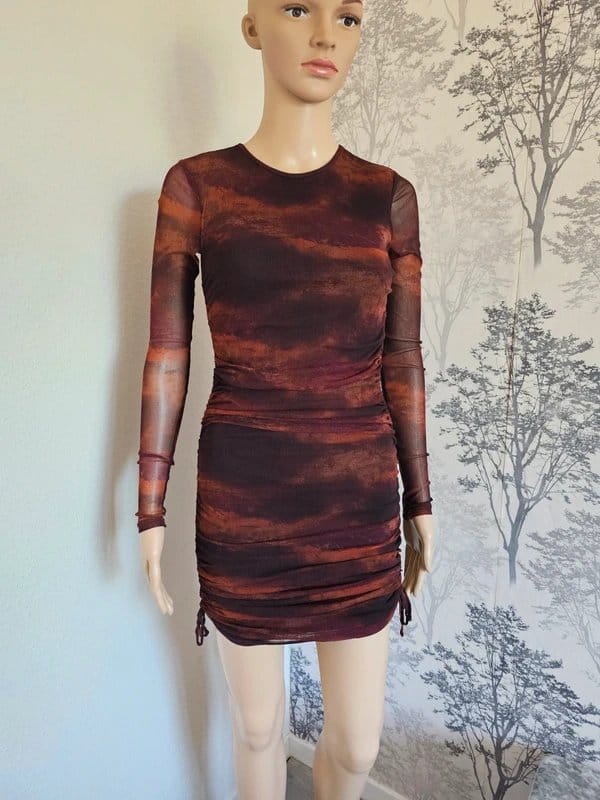 Urban Outfitters Urban outfitters Austin mesh long-sleeved ruched dress - 1