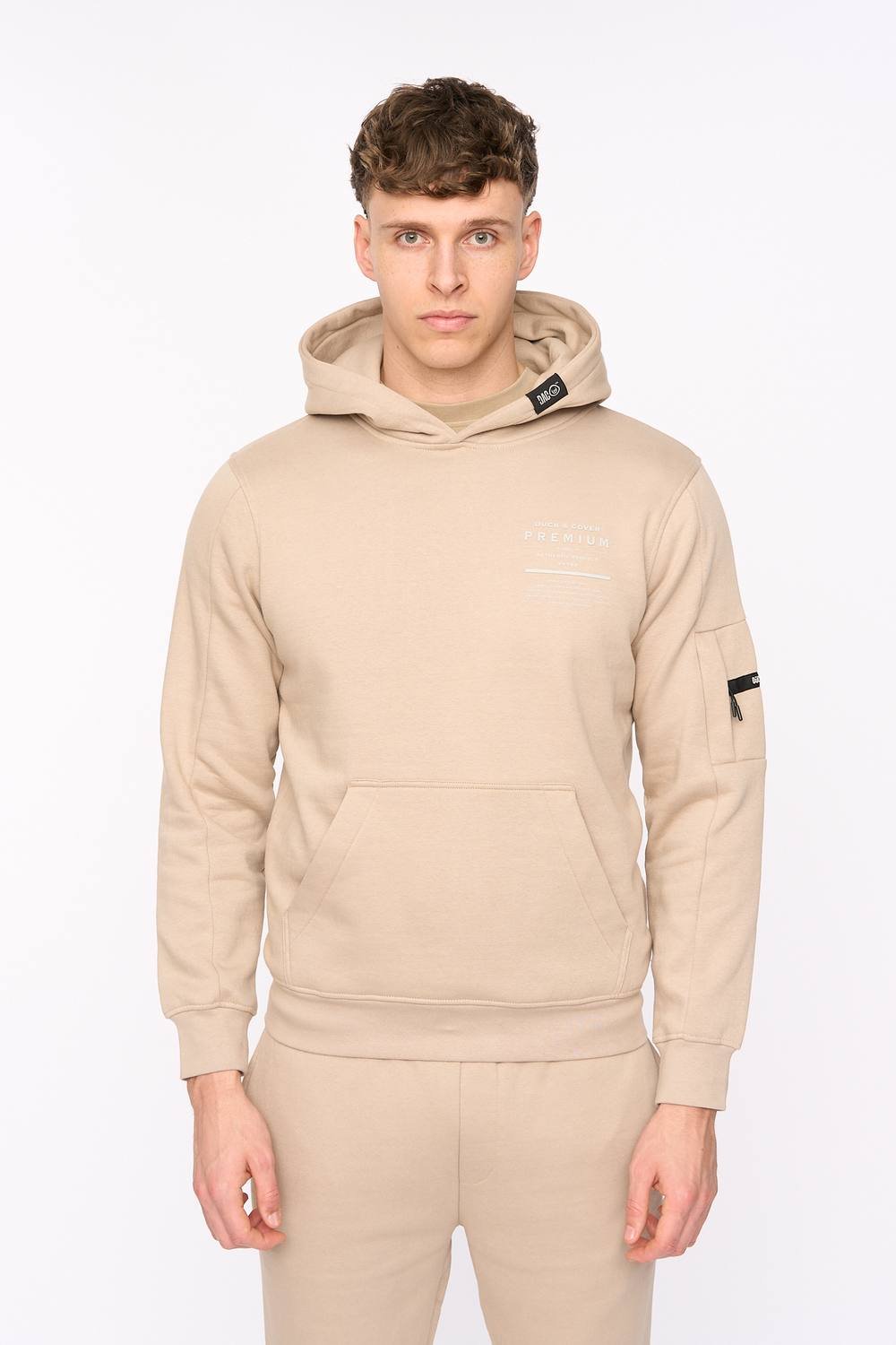 Duck and Cover Duck and Cover Men's Rayland Functional Hoodie with Mixed Media Print in Stone - 2