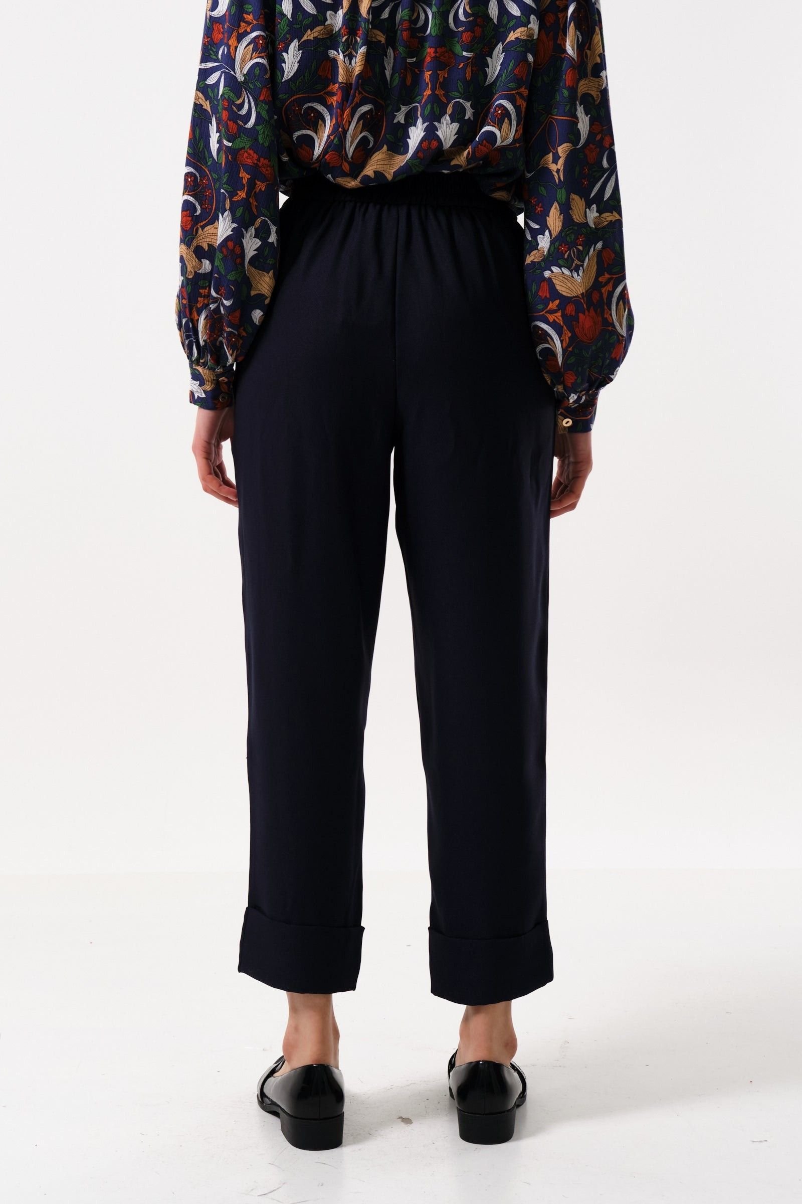 Louche Louche Women's Bayeux Satin Back Crepe Trouser - Navy in Blue - 2