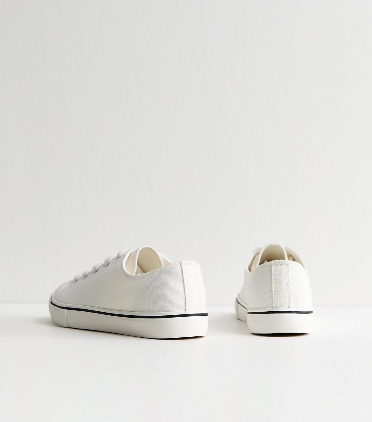 New Look Women's Wide Fit White Canvas Lace Up Trainers Vegan New Look - 4