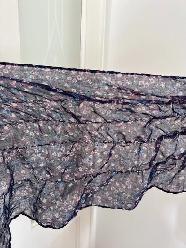 Accessories Navy Ditsy Floral Ruffle Scarf – Y2K Fairy Grunge Romantic Boho Skinny Scarf