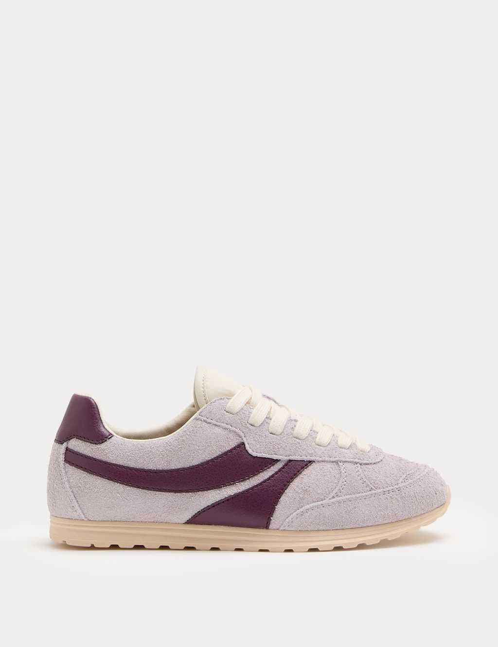 Marks & Spencer M&S Suede Side Stripe Retro Trainers Lilac