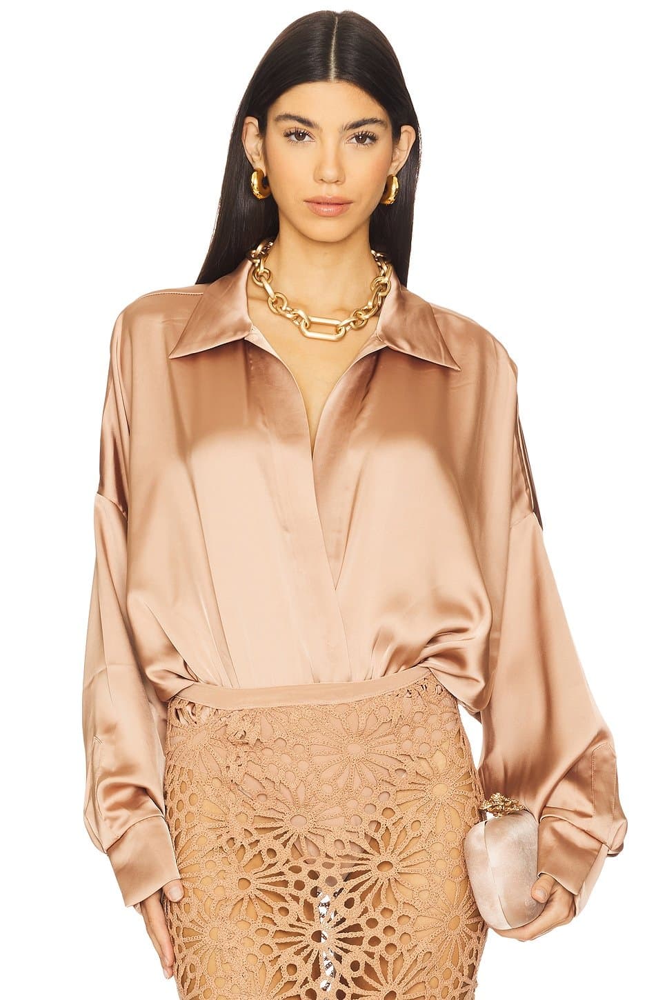 revolve Super Oversized Boyfriend Neck Shirt Bodysuit