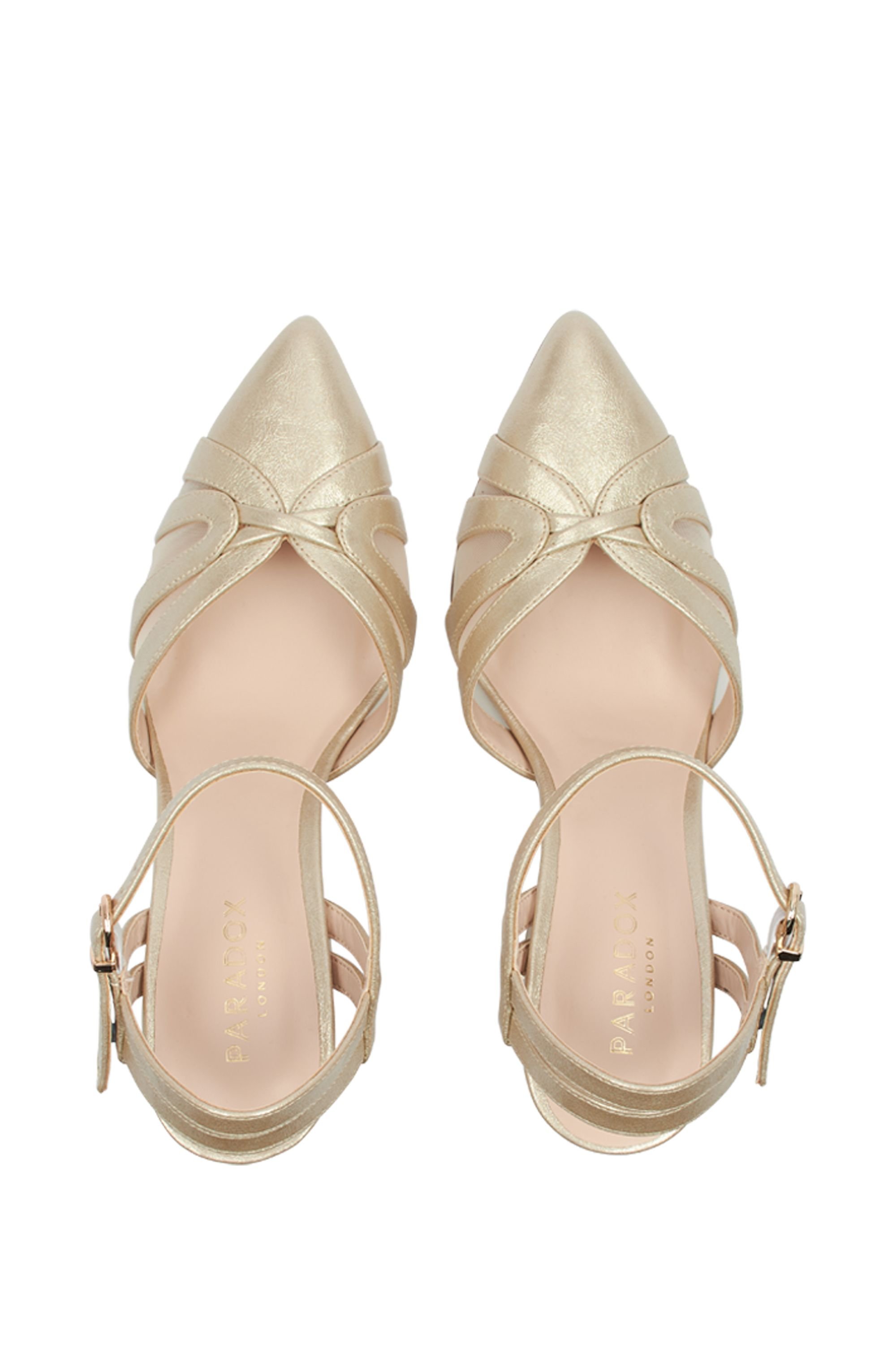 Paradox London Paradox London Women's 'Kimora' Block Heel Pointed Court Shoes in Gold - 3