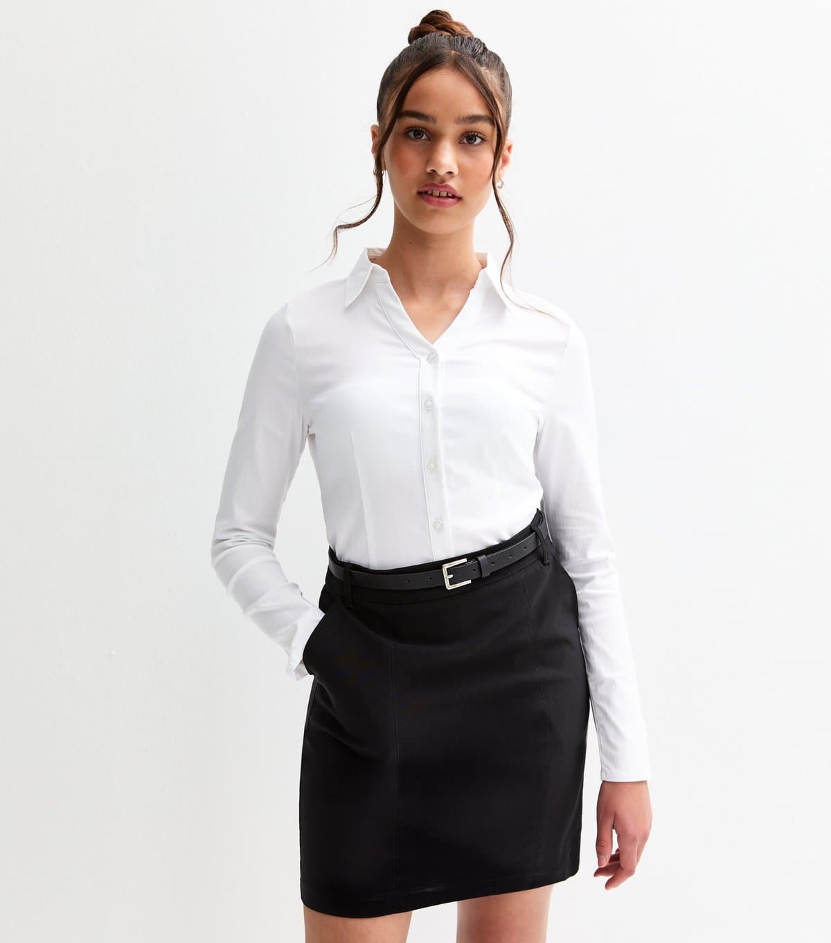 New Look Girls' White Long Sleeved School Shirt New Look