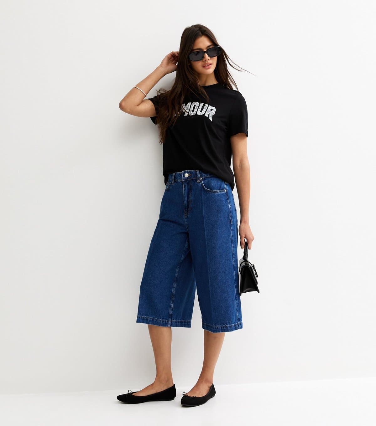 New Look Women's Mid Wash Blue Denim Culottes New Look