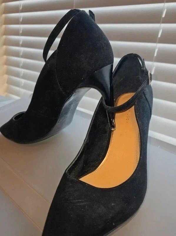 New Look 🔥New Look Black Suede Pointed Heels Ankle Strap Size 8 / 41 VGC