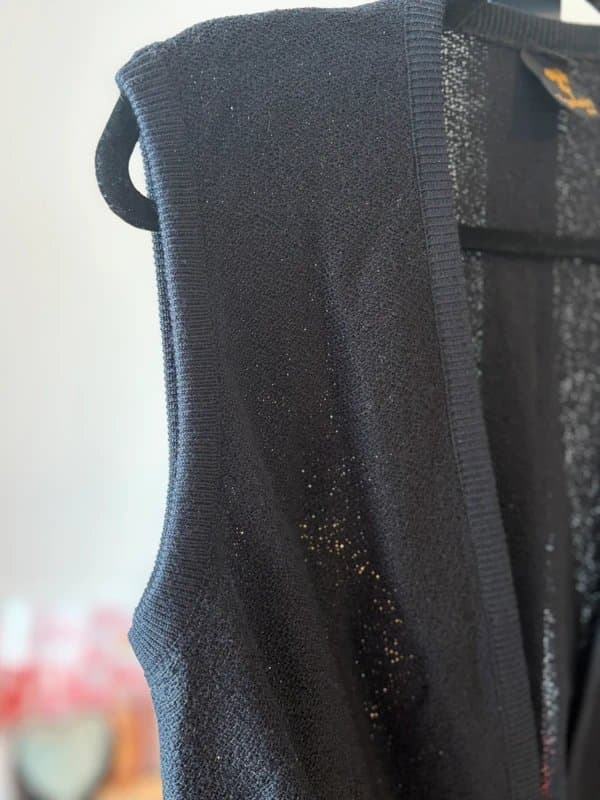 Nägelein Vintage Nägelein Black Lightweight Knitted Waistcoat Sleeveless Cardigan