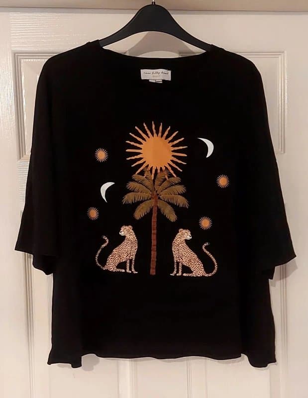 Never Fully Dressed Never Fully Dressed Black Running Wild Relaxed T-shirt- size XL 18/20