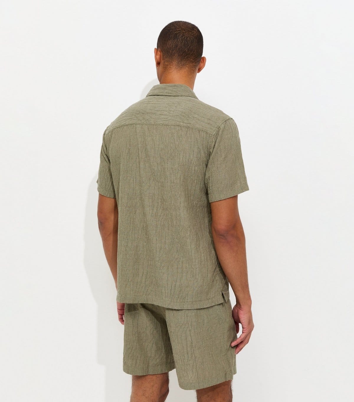jack & jones Men's Light Khaki Cotton Rich Jacquard Short Sleeve Shirt Jack & Jones New Look - 4