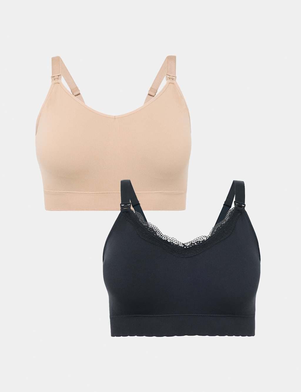 Marks & Spencer M&S 2 Pack Seamless Non Wired Maternity Nursing Bras Black Mix