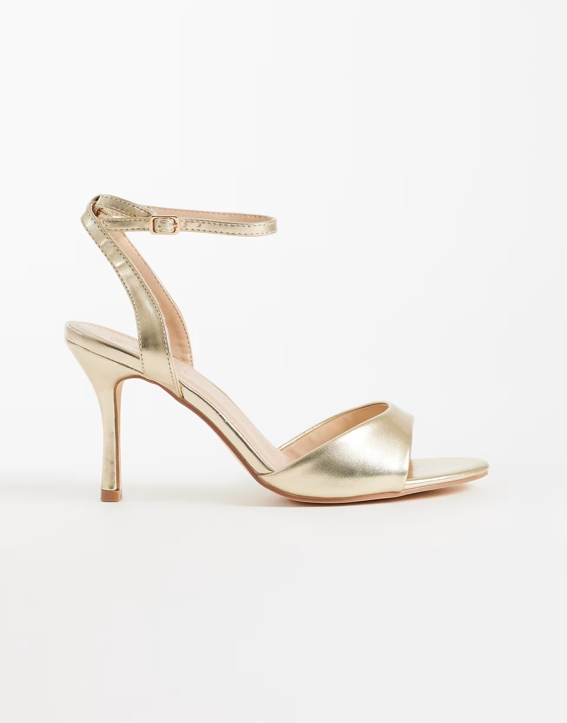 ASOS SEQWL Wide Fit Lolly heeled sandal in gold